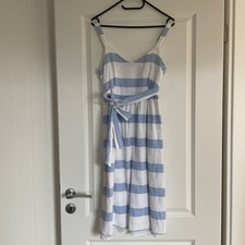 Esprit Träger Kleid Gr. S 36 Maritim Urlaub A Linie gestreift Blau Weiß m Band