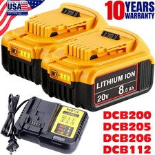 Pack Lithium Ion Battery For DeWalt 20V 20 Volt Max 8.0AH DCB205 DCB200/Charger