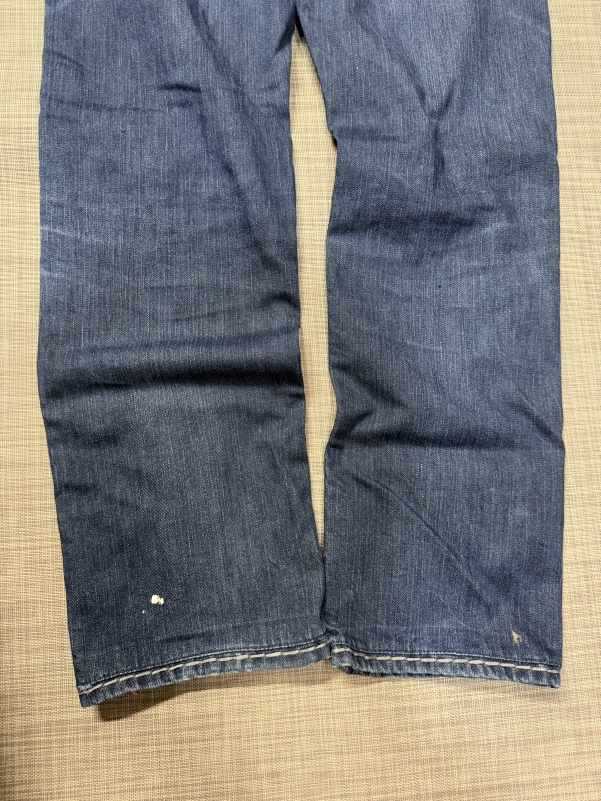 True Religion Men's Y2K Relaxed Fit Blue Jeans Paint Splatter Size 32x30 thumbnail 11