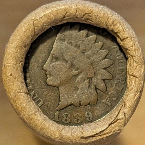 OLD BANK ROLL~UNSEARCHED~INDIAN HEAD END 1889 F  & 1899 VG-F