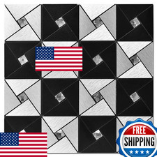 Art3d 10-Sheet Peel Stick Metal Mosaic Tiles Kitchen Wall Decor Backsplash
