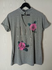 JANE NORMAN Y2k Size 10 Vintage Chocker Ring Front Drama Queen Print Tshirt