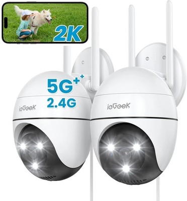 ieGeek 2K 2er 360°PTZ Überwachungskamera Outdoor IP WiFi CCTV Wireless System 