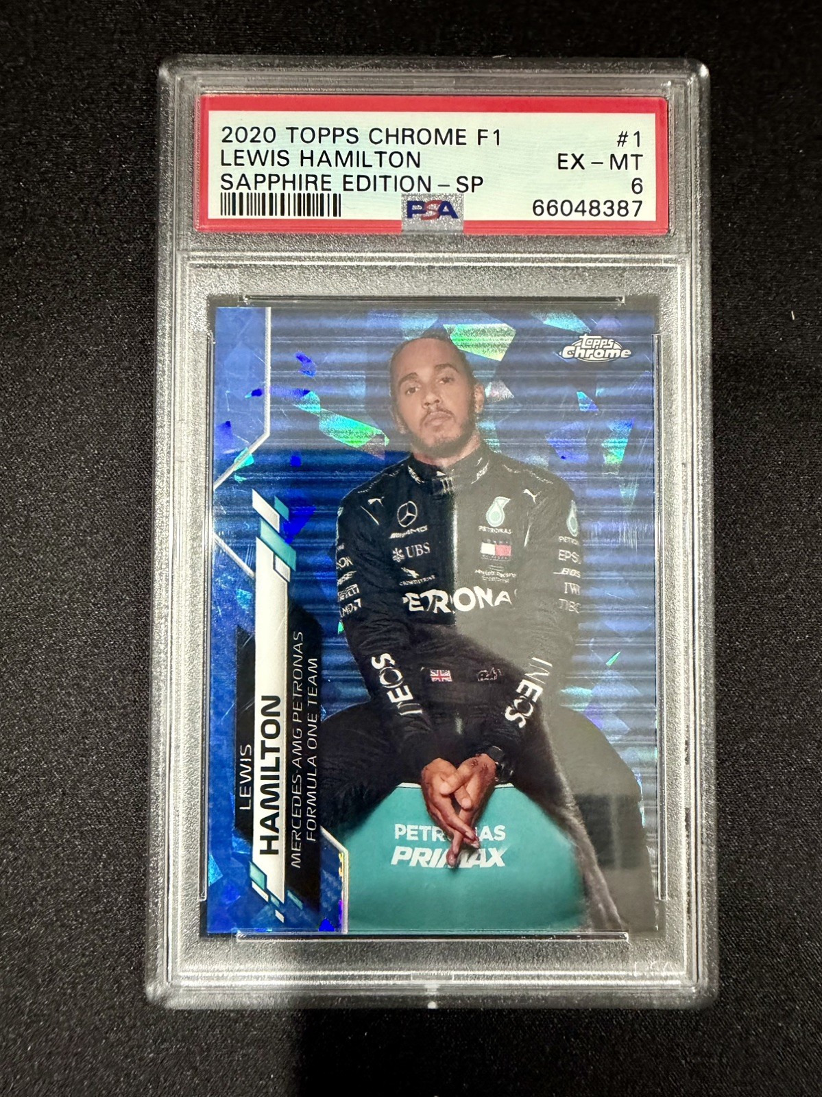 2020 Topps Chrome Sapphire F1 Formula 1 Lewis Hamilton Variation IV SP PSA 6 #1 view 1