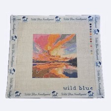 Sunset Over Lake Hand Painted Needlepoint Canvas By Wild blue needlepoint