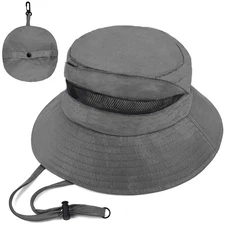 Waterproof Bucket Rain Hat with Chin Strap, Quick Dry Packable Sun Hat for Be...
