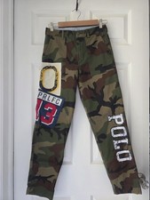 Polo Ralph Lauren Camo Pattern Patch Canvas Cargo Pants Young Men's Size 16