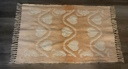 Vintage Country Hearts Cotton Throw Rug 24" x 41" Pink/Cream Reversible *CUTE*