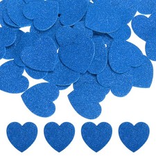 1.8"x1.8" Heart Foam Stickers, 100Pcs EVA Glitters Foam Shape Sticker, Blue