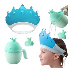 Baby Shower Cap Shield, Baby bath set shower cap/water cup/massage brush,Viso...