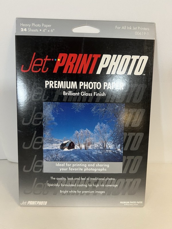 Jet Print Photo Paper 24 sheets 4" x 6"  Brilliant Gloss Finish New Sealed