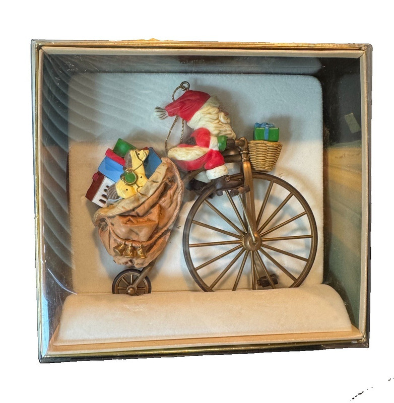 Hallmark Keepsake Cycling Santa Christmas Ornament 1993 Metal Multicolor Medium