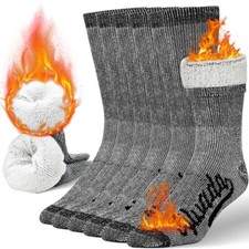 Merino Wool Hiking Socks Thermal Warm Crew Winter Boot Sock For Men Women 3 P...