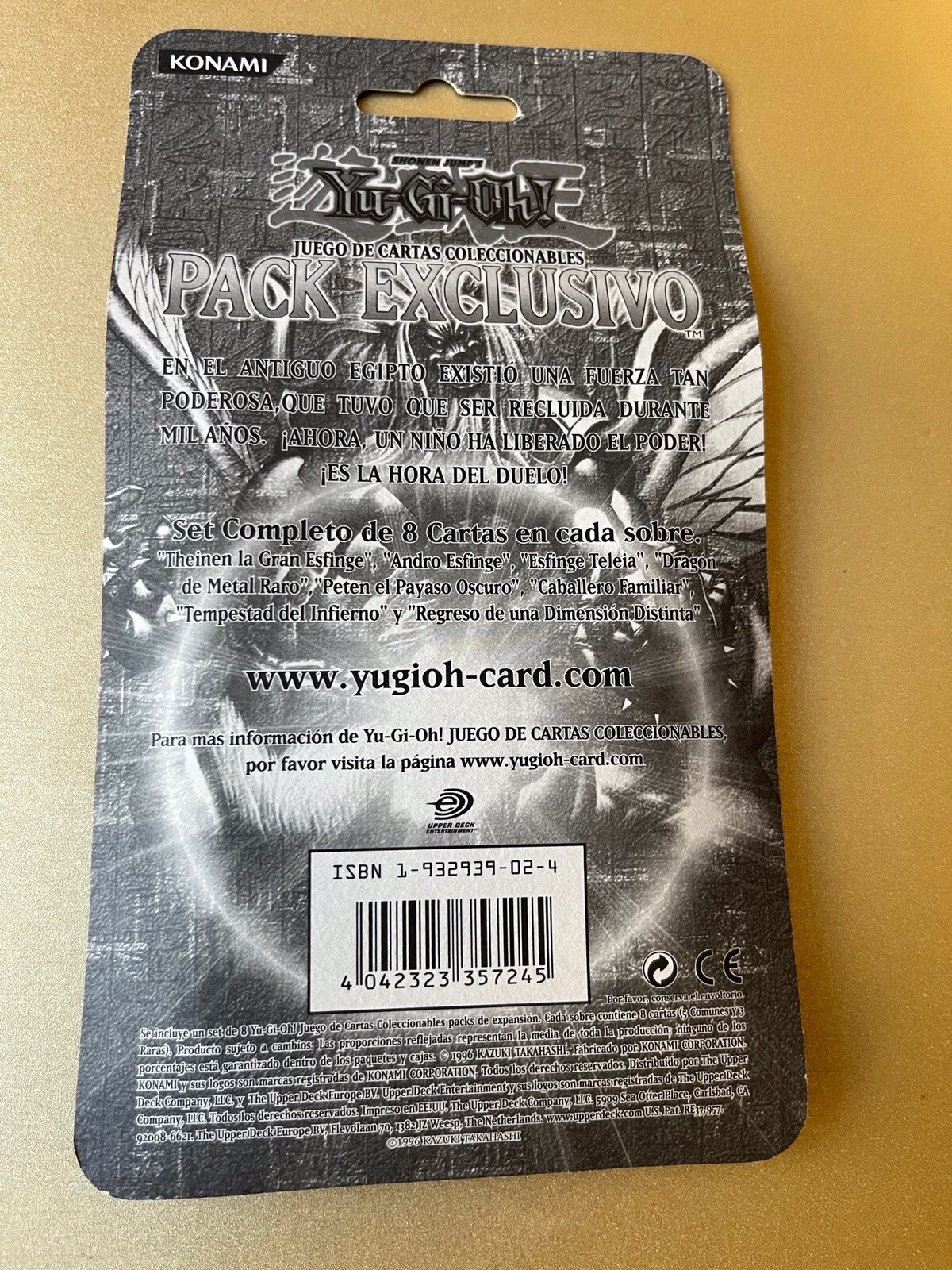 Spanish YuGiOh! Blister Pack vintage booster Sealed PACK EXCLUSIVO 8