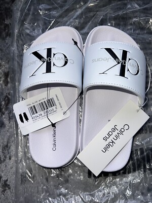 Calvin Klein Logo Slides Kinderschuhe Kinder Sandalen Junge Mädchen Slipper Gr-10