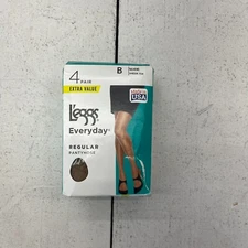 L'eggs Everyday 4 Pair Nude Regular Sheer Toe Pantyhose Women's Size B NEW