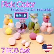 7 Pcs Makeup Blending Sponges Foundation Puff Beauty with Jar