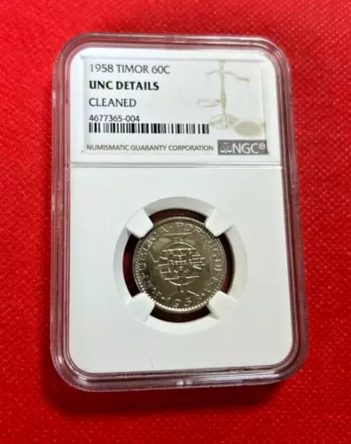 1958 TIMOR 60C NGC UNC DETAILS CLEANED