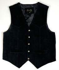 Men's Scully Suede Leather Western Vest Snap Front Black Sz M