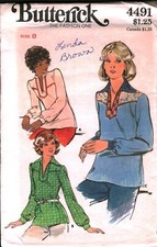 4491 Vintage Butterick Sewing Pattern 1970s Loose Fitting Top Shirt Shaped Yoke