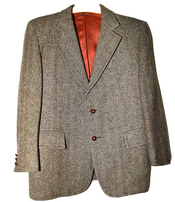 Rossini for Brunos Brown Herringbone Wool Tweed 2 Button Sport Coat Size 44R USA