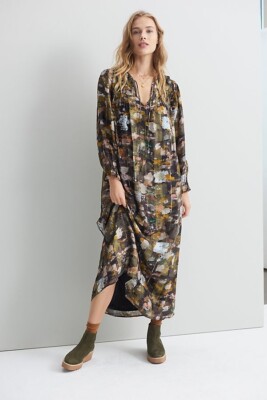 NWT Anthropologie Blair Metallic Gold Shimmer Maxi Dress Size XSP XS Petite  $228 | eBay