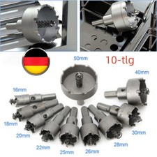 10 TLG LOCHSÄGE HARTMETALL STAHL BOHRKRONE SET KREISSCHNEIDER KERNBOHRER 16-50MM