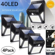 4Pack 40 LED Solar Powered PIR Motion Sensor Wall Lights Outdoor Garden Lamp UK