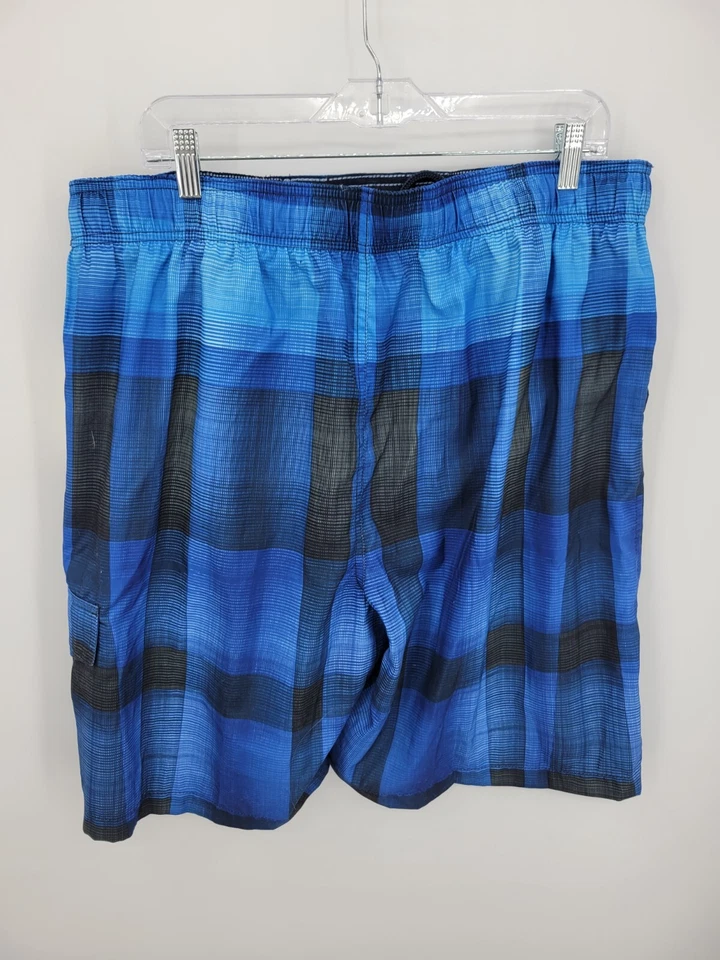 Maiô masculino Sonoma XXL 2XL azul preto xadrez tabuleiro curto baús de natação novo com etiquetas - Imagem 2 de 4