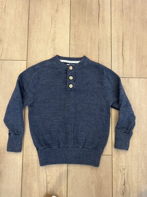 Cat Jack Boys 4/5 Button Sweater Navy Blue