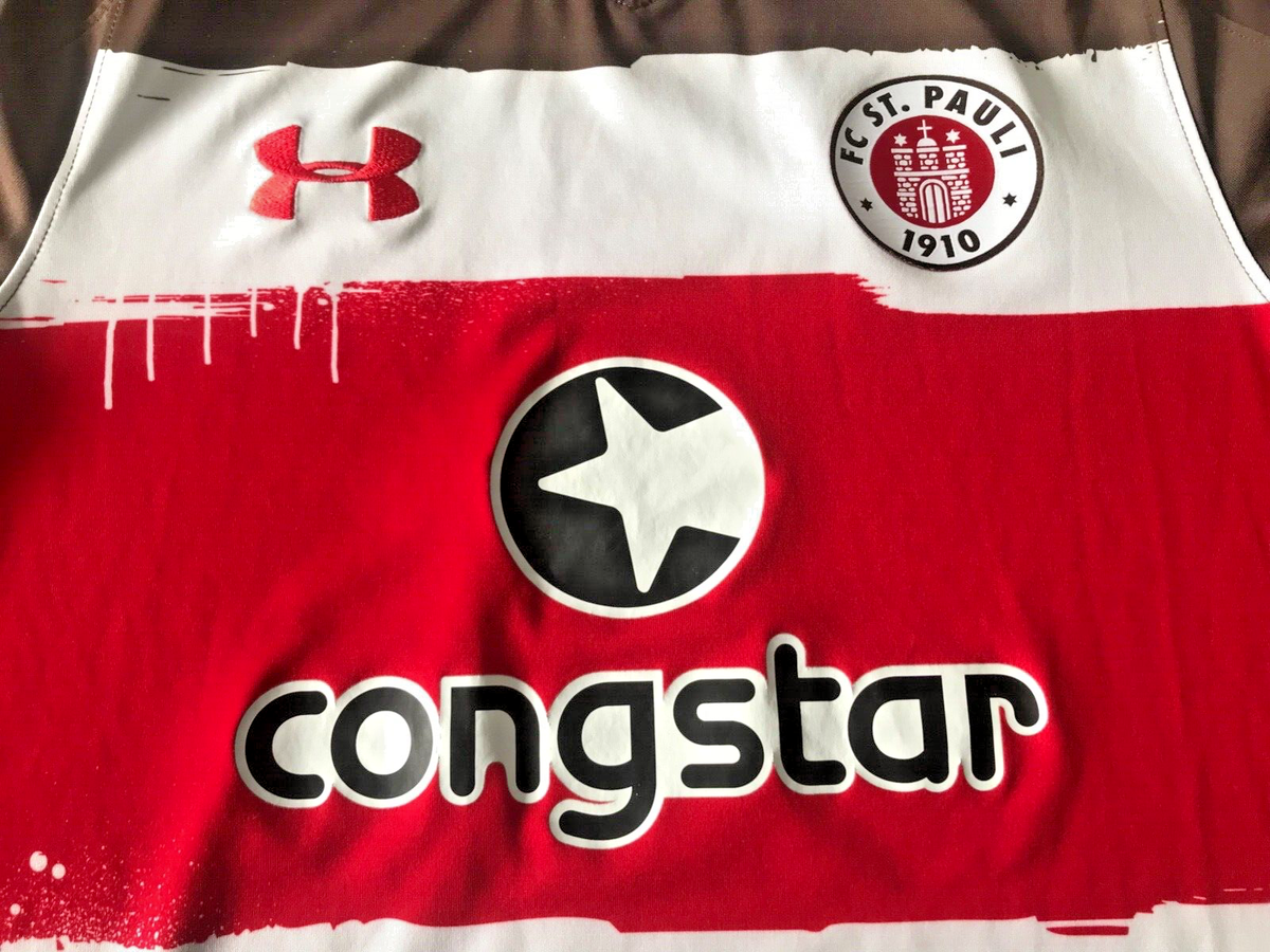 FC Pauli Fußball Trikot Under Armour, Rot, Weiß, Braun, M