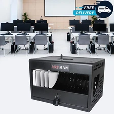 16 Bay Charging Cabinet, Lockable Charging Cart for Laptop, Chromebook