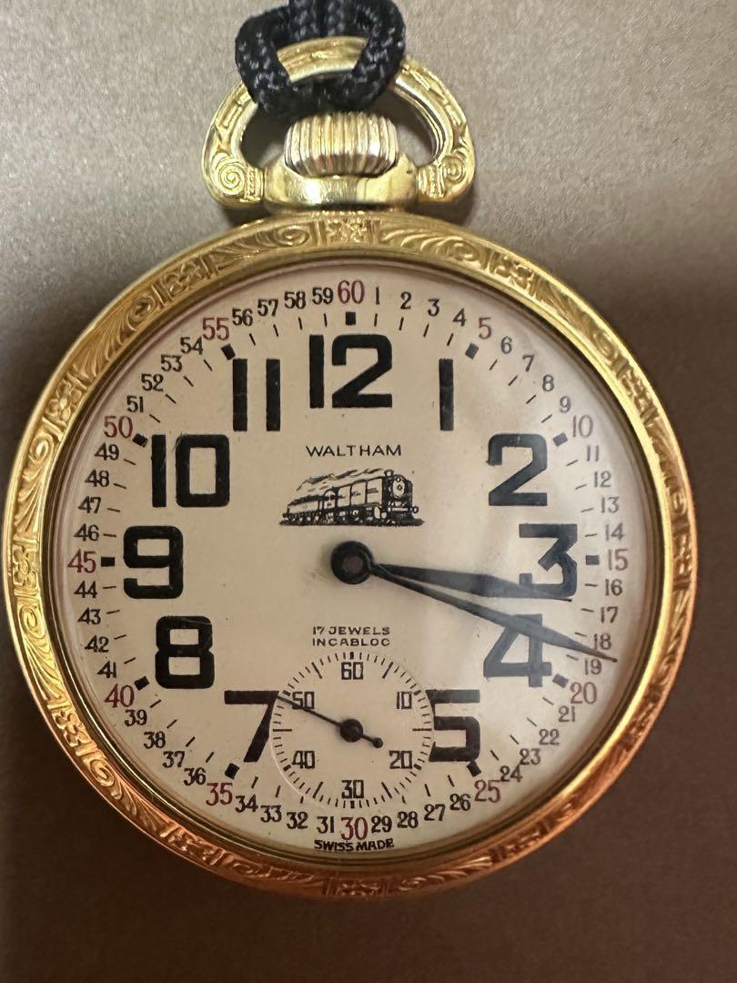 Waltham Railway Pocket Watch Handwind 16 Size Open Face Vintage 17 Jewel