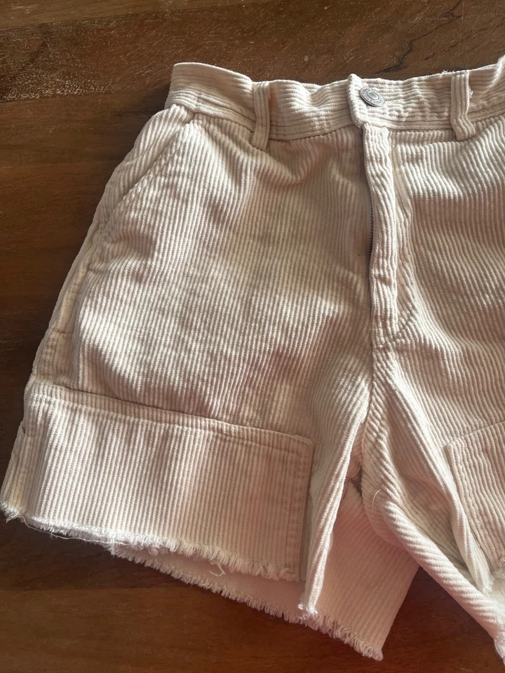 Pantalones Cortos Forever 21 Pana Adolescente Talla Pequeña Crema Cortes Cintura Alta Talla 24/26 Foto 3 de 4