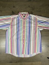 Vintage 417 Van Heusen Shirt Mens L Multicolor Stripe 100 Cotton Hong Kong