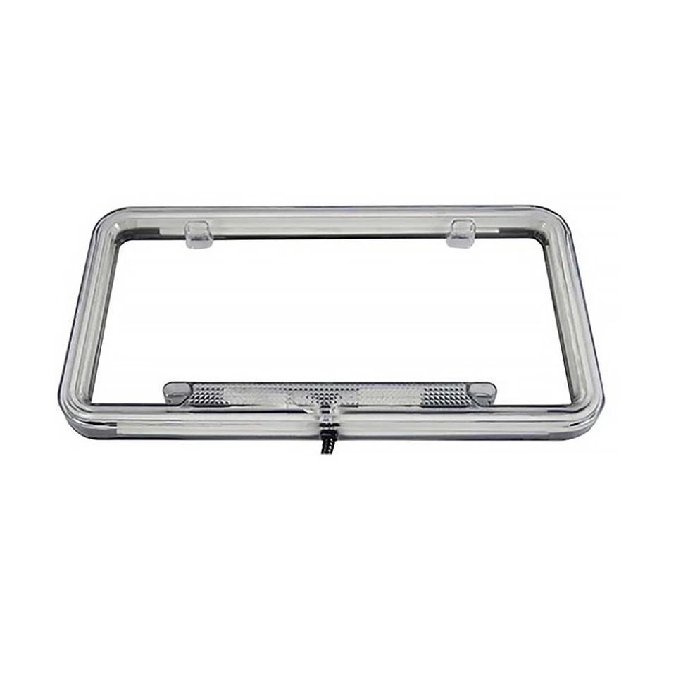 Marco de matrícula de neón para camioneta universal de 12 V cubierta de etiqueta delantera trasera de plástico azul Foto 4 de 4