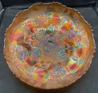 AMAZING VINTAGE CARNIVAL FENTON MARIGOLD STAG & HOLLY FOOTED ICE CREAM BOWL