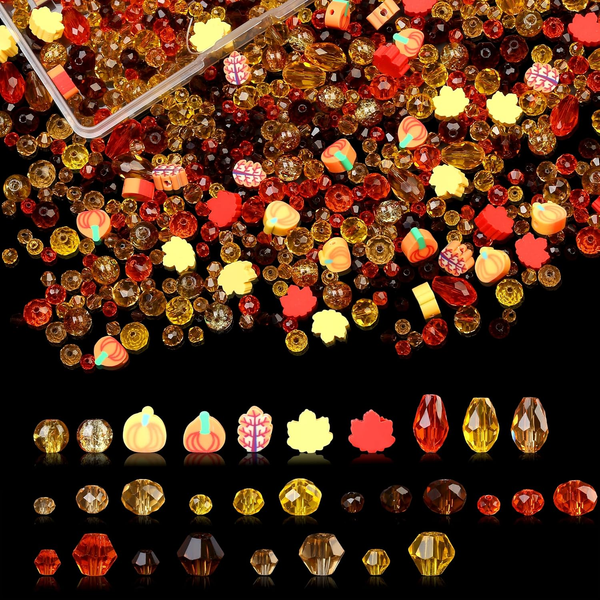 1100 StüCk Kristalle Glasperlen Kit Herbstfarben Facettierte Perlen Glasperlen M-image