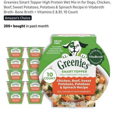 Greenies Smart Topper High Protein Wet Dog Food Mix 10 Count Grain Free