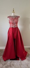 Mac Duggal Red Embellished High-Low Gown - Altered - Size 6
