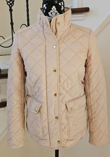 J. Crew Classic Quilted Puffer Jacket With Pockets Full Zipper Tan Size XS