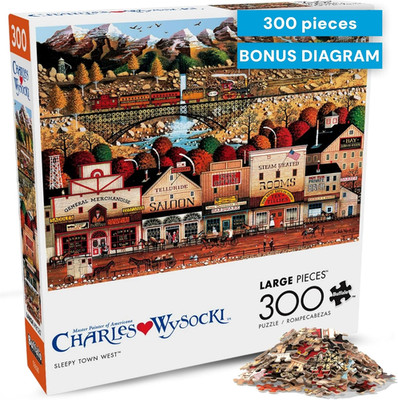 Oversize Puzzle   Sleepy Town West by Charles Wysocki   300-Piece Large Jigsaw P