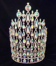 Silver Rhinestone Crystal Pageant Costume Tiara Crown Headpiece, One Size
