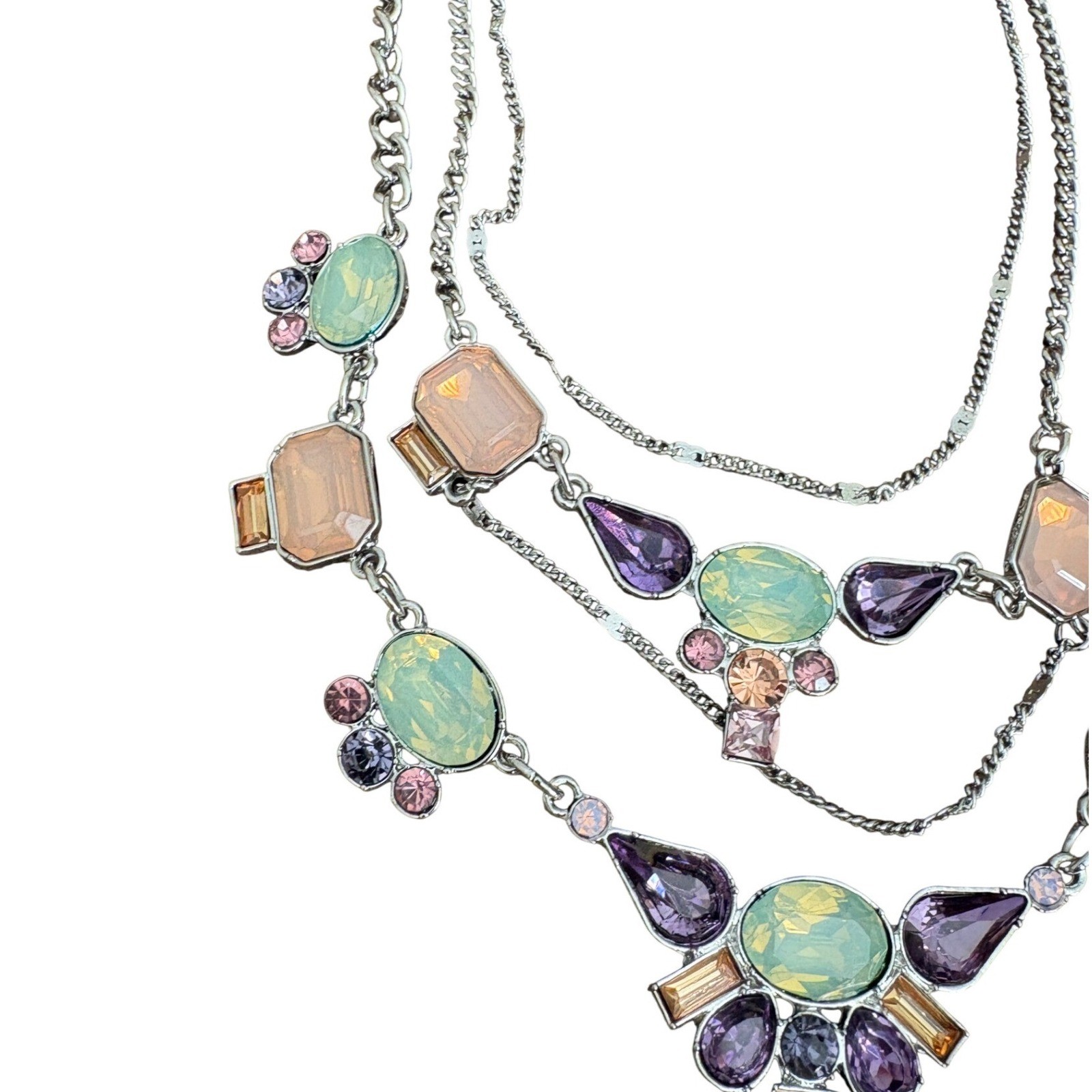 GUESS Silver Tone Layered Statement Necklace Past… - image 6