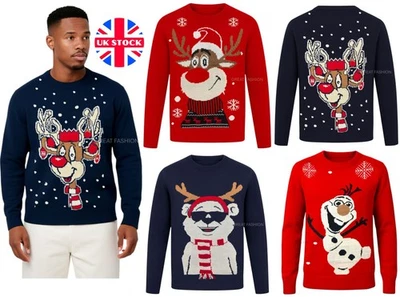 FOR FESTIVE FUN Christmas Xmas Jumper Mens Knitted Novelty Boys Sweater Warm Top Jumpers UK NEW