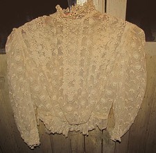 antique Victorian Edwardian Irish lace blouse with peplum