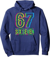 Retro 67 Meme Funny Six Seven Meme 6 7 Meme Fun Unisex Hooded Sweatshirt