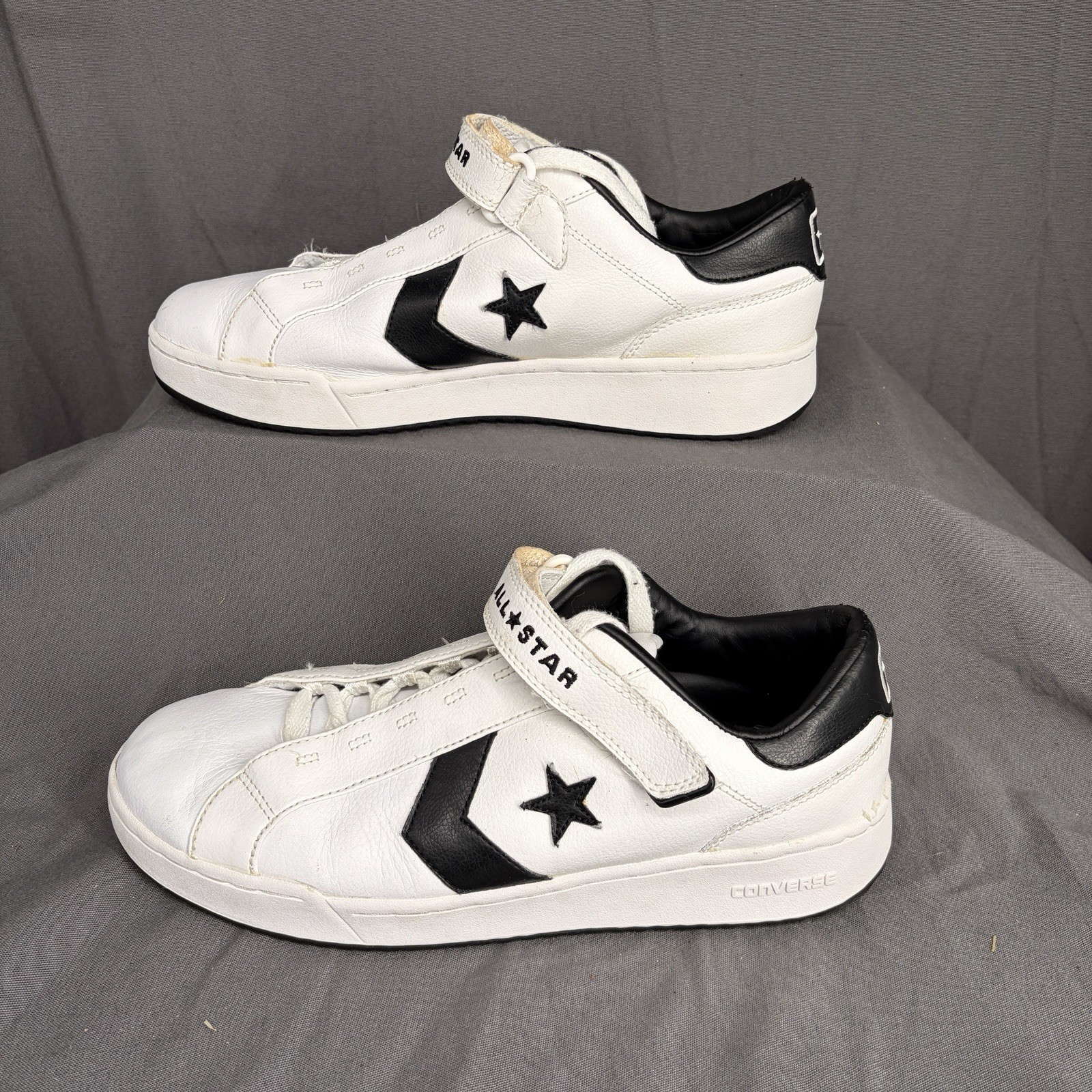 Converse All Star Low Strap Sneakers White Black Men’s 12 Leather thumbnail 2