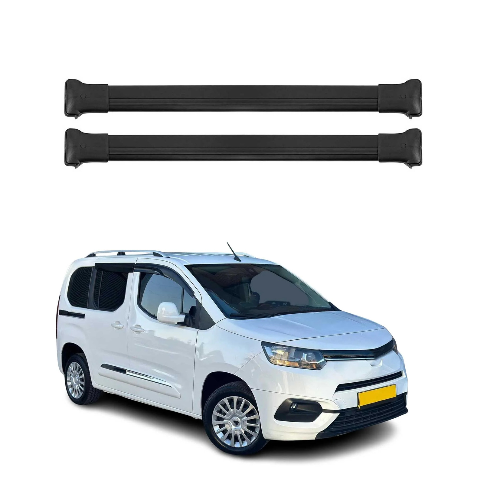 Barres de toit Toyota Proace City 2019-2026 en aluminium profilé noir anti-bruit
