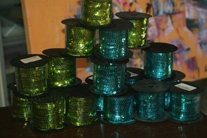 NOS ~ Huge Lot ~ 18 Roll ~ 1,800 yd. ~  Turquoise & Green Flat 6mm Sequins Lot